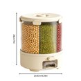 thumbnail image 2 of Yucurem 6-Compartment Grain Dispenser, 360° Rotating Storage Container with Sealed Lid, 25 Lbs Airtight Storage Bucket for Grains, Beans, Rice, Peanut (Beige), 2 of 10