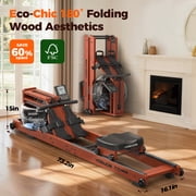 YOSUDA Foldable Water Rowing Machine for Home - 400LBS Capacity Rower with LCD Monitor & Bluetooth App, Solid Beech Wood, Space-Saving Design, Full-Body Workout