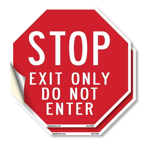 Stop Exit Only Do Not Enter (2 Pack) 4 inch X 4 inch Octagon Vinyl Label Decal Sticker Weather Resistant, UV Protected for Workplace, Private Property, and Construction Site, Made in