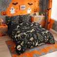 thumbnail image 2 of Homewish Dark Halloween Deer Skeleton 7-Piece Twin Bedding,Mushroom Dragonfly Print Bedding Comforter Set,Black Gold,Black Reversible, 2 of 8