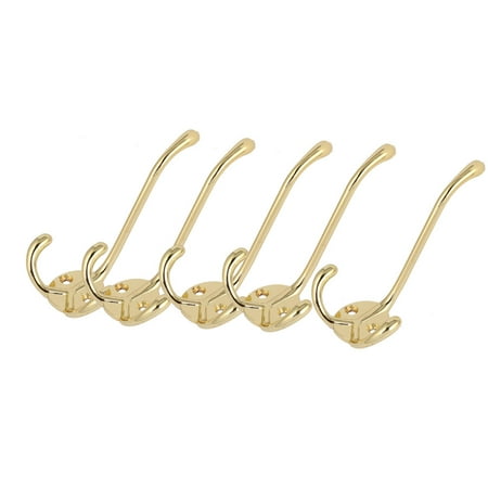 Zinc Hanger - Uxcell Home Bathroom Zinc Alloy Triple Prong Coat Towel Hooks Wall Hanger Gold Tone 5Pcs