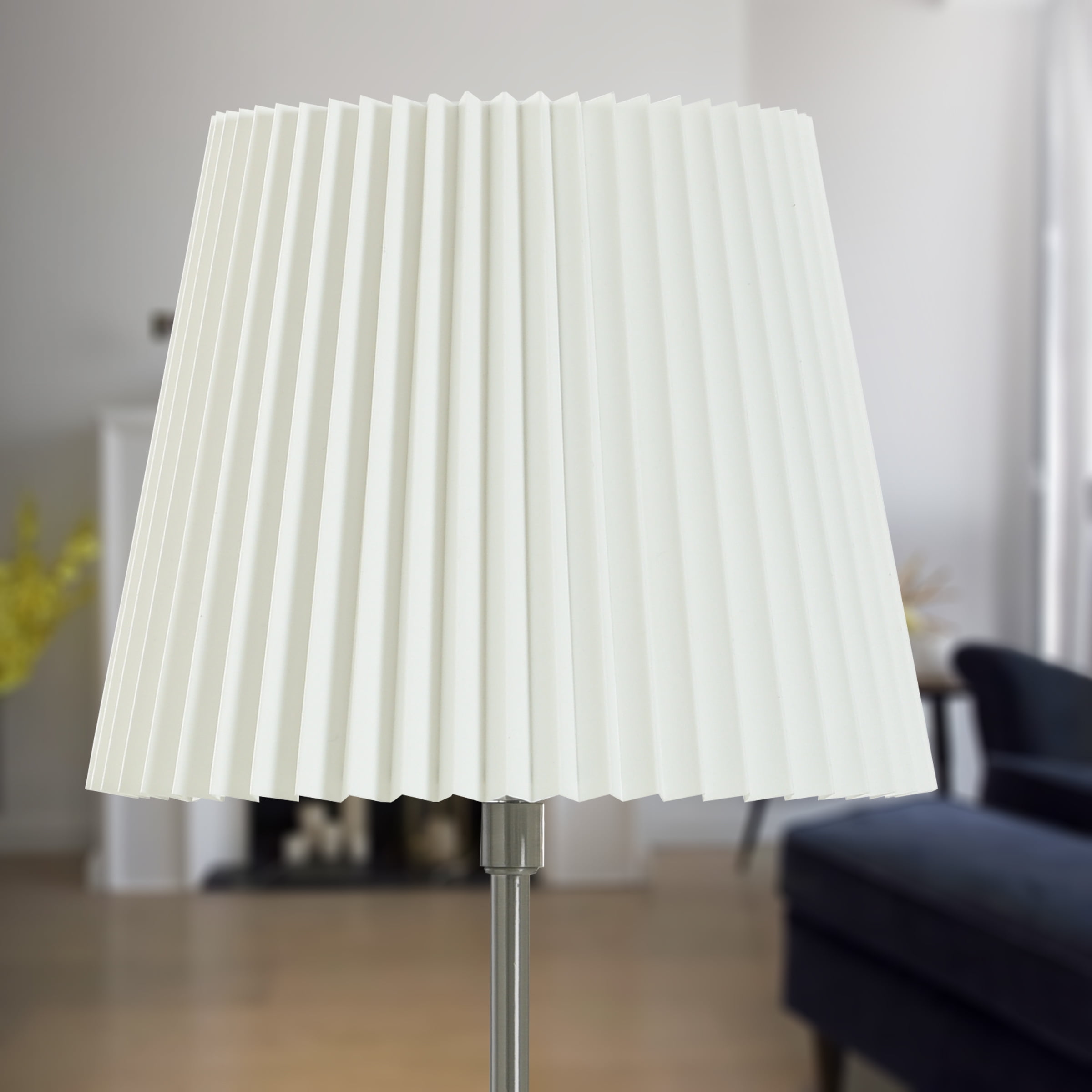 Better Homes & Gardens Knife Pleat Accent White Fabric Lamp Shade, 10"L x 10"W x 8"H