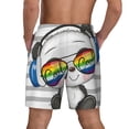 thumbnail image 2 of Lsque Mens Swim Trunks Panda with Sun glasses Pattern - Bathing Suit Compression Liner - Beach Swim Shorts Swimwear - (S-3XL) - Stretch Quick Dry -Medium, 2 of 9