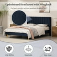 thumbnail image 5 of Queen Size Upholstered Bed Frame,40.9" High Headboard,Strong Metal Frame,Wooden Slats Support,No Box Spring Needed,Easy Assembly,Linen Fabric,Dark Blue, 5 of 10