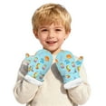 thumbnail image 3 of Snow Mittens for Kids Winter Unisex Kids Thermal Insulated Dinosaur Print Mittens Warm Lined Skiing Handwear Cold Weather Outdoor Activity Gloves Mittens for Girls Sky Blue 6 Months-24 Months, 3 of 7
