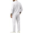 thumbnail image 6 of DORKASM Men's Linen 2 Piece Set Long Sleeve Shirt Pants Outfit White L, 6 of 6