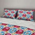 thumbnail image 2 of Colorful Comforter & Sham Bedding Set, Slavic Culture Russian Folk Pattern Floral Petals Arranged in Grid Form, 3 pcs Duvet Set Microfiber Filling Quilt, 5 Sizes, Multicolor, by Ambesonne, 2 of 4