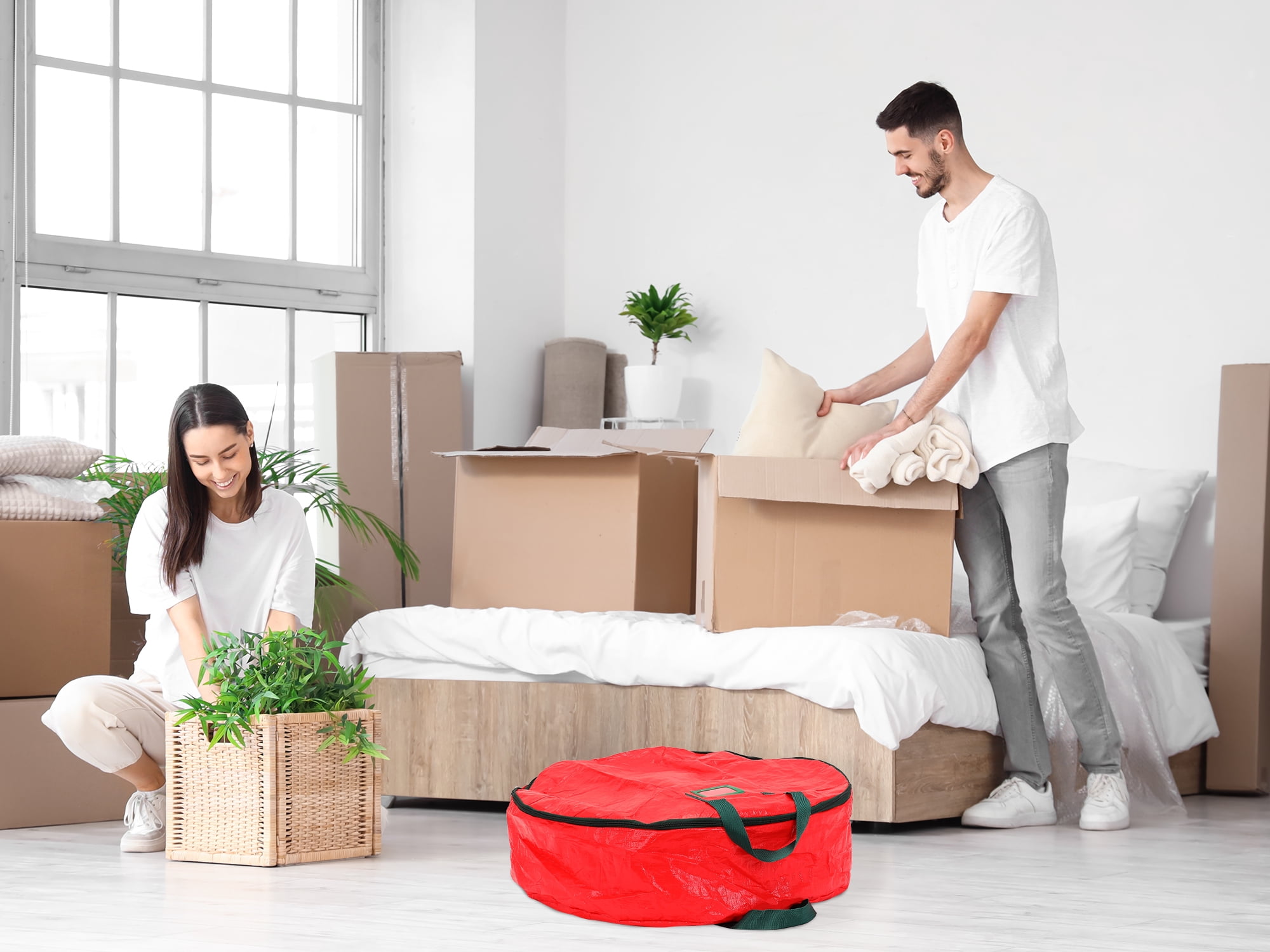 Unique Bargains 1 Pack Clothes Storage Bags Moving Bags Red 23.5*7in