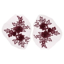 Uxcell 2 Pcs Flower Lace Appliques 3D Embroidery Lace Patch Sewing Addition Embellishments for Wedding Bridal Dress Clothes DIY Crafts Accessories Lace Decoration, Burgundy (20cm)