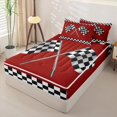thumbnail image 2 of Erosebridal Classic Red Racing Flag Zipper Twin Comforter Sets with Fitted Sheet and 2 Pillowcases,Modern Geometric Checkered Zipper Bedding Set For Boys,Reversible,4-Piece, 2 of 7