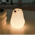 thumbnail image 2 of Lámpara de noche de silicona con forma de oso blanco y carga USB | Luz nocturna LED con interruptor para dormitorio infantil | Luz suave con luz táctil, 2 of 5