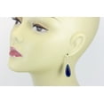 thumbnail image 2 of Dark Blue Simulated Sapphire Earrings Long Smooth Teardrops 1.6 Inch Sterling Silver Drops Spyglass Designs, 2 of 3