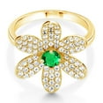 thumbnail image 3 of Gem Stone King 1.28 Ct Round Green Nano Emerald Keren Hanan ART 18K Yellow Gold Plated Silver Ring, 3 of 5