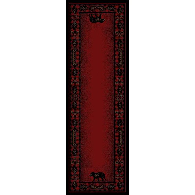 Mayberry Rug AD6690 2X8 Tapis à Carreaux American Destination Woodlands 2 Pi 3 Po x 7 Pi 7 Po Rouge