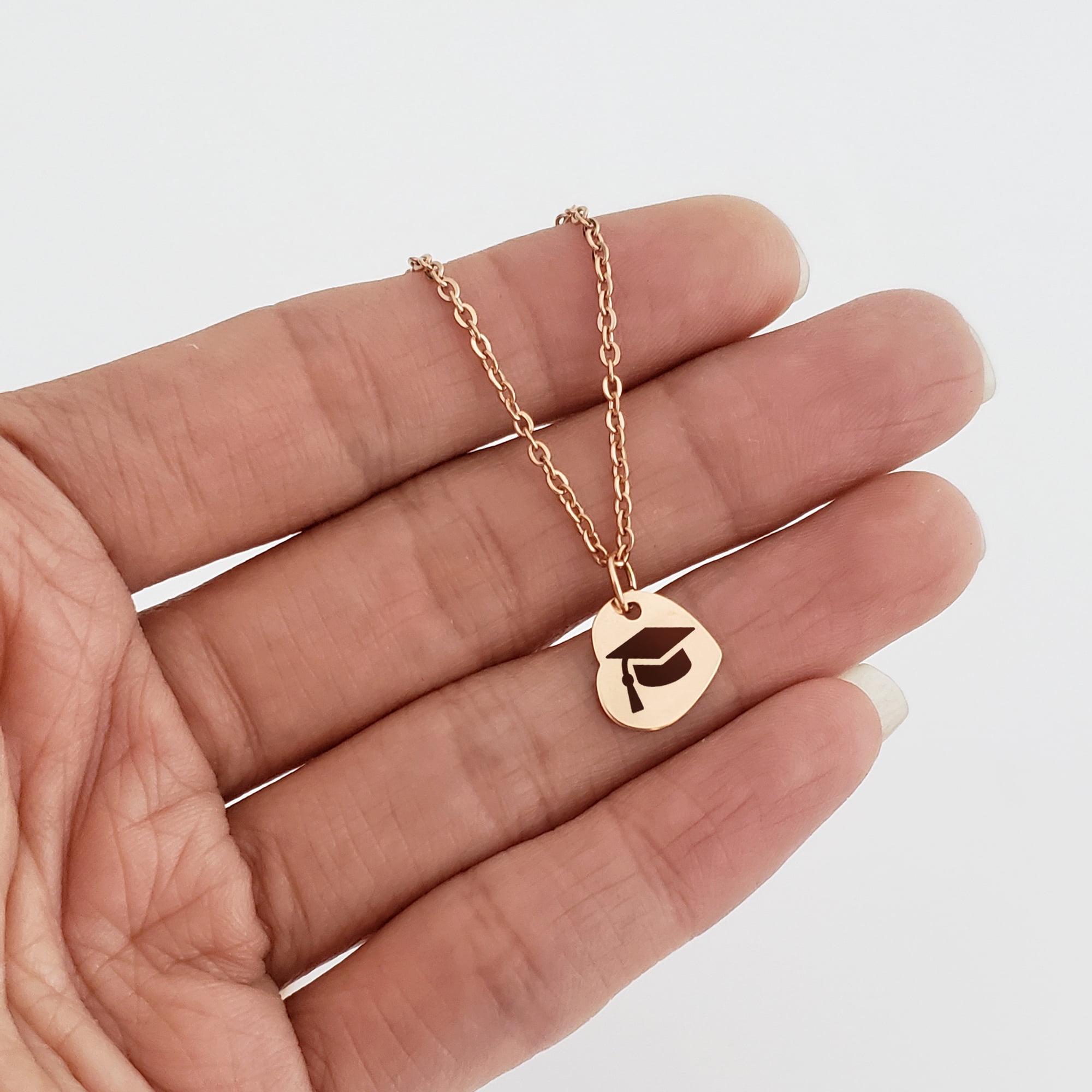 Anavia High School Graduation Gift Ideas - 2021 College Graduation Gift for Her - Congratulations On Your Graduation - Stainless Steel Heart  Bachelor Cap Necklace
