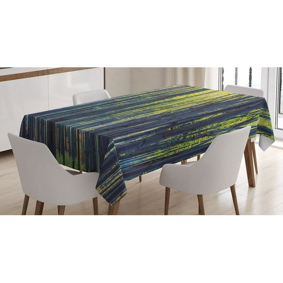 Ambesonne Forest Tablecloth Rectangular Table Cover, Autumn Woodland Nature, 52"x70", Grey Green