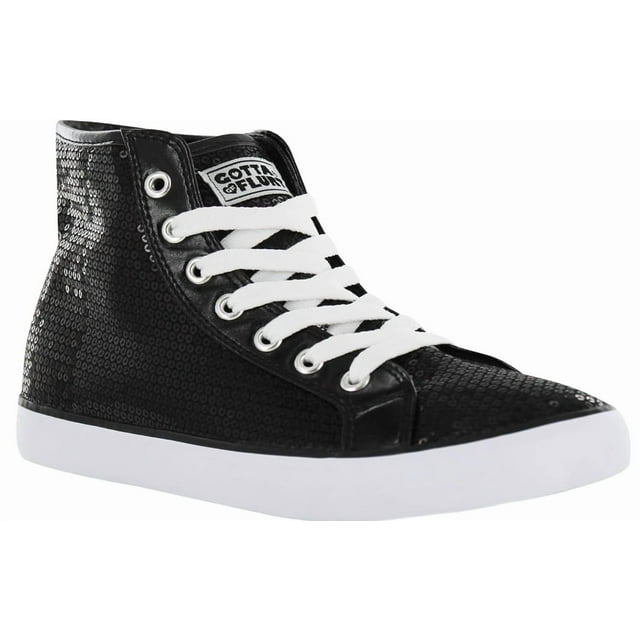 Gotta Flurt Girl's Disco II Hi Top Black Sequin Dance Sneaker