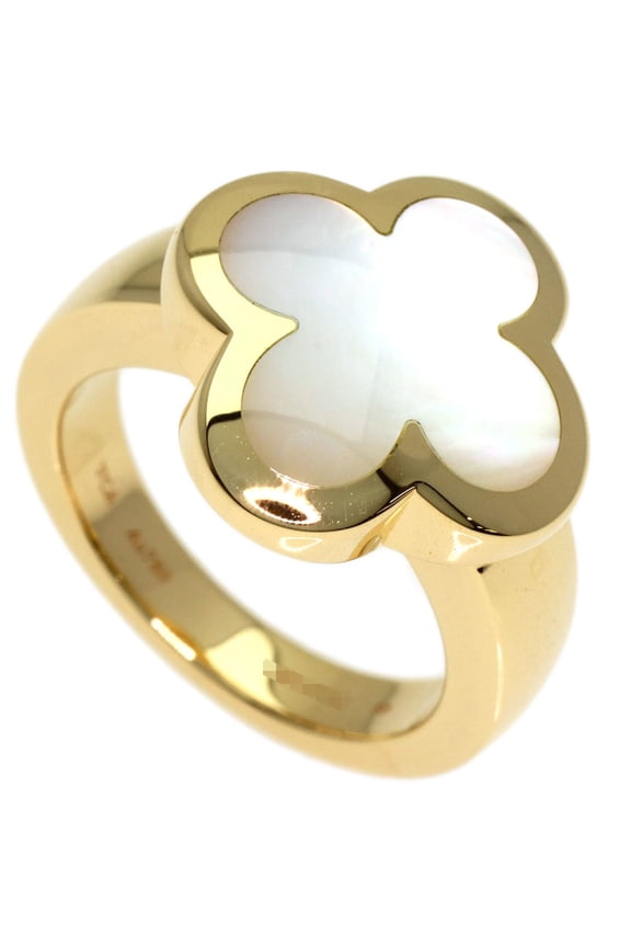 Pre-Owned Van Cleef & Arpels Pure Alhambra Shell Ring #50, 18K Yellow Gold, Women's.