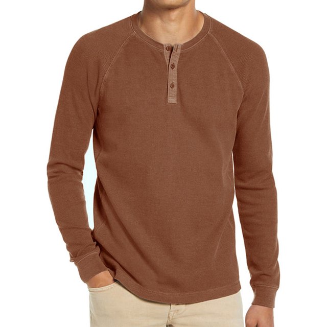 Innerwin Blouse Long Sleeve Mens Summer Tops Beach Solid Color Casual T Shirts Khaki S