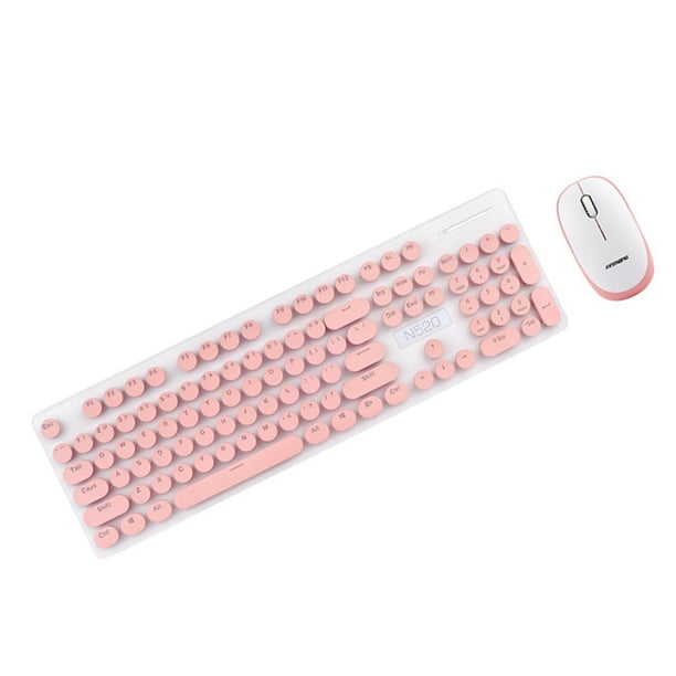 N520 Women Retro Wireless Keyboard Mouse Combos Girls Office Punk