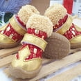thumbnail image 4 of comerut 4Pcs Pet Shoes Stone Pattern Bronzing Keep Warmth Fastener Tape Pet Dog Snow Boots for Winter, 4 of 8