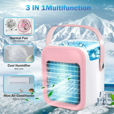 

lulshou Portable Air Conditioner Fan Rechargeable Evaporative Air Conditioner Fan With 3 Speeds 7 Colors Cordless Personal Air Cooler With Handle For Home
