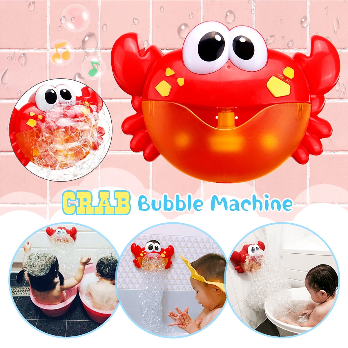 Bubble Maker Automatic Bubble Blower Battery Operated Musical Crab Bath Bubble Toys for Kids/Baby/Boys/Girls Frudaca Bubble Machine