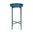 thumbnail image 5 of Kate and Laurel Celia Round Metal Foldable Accent Table, 15 x 26, Blue, Transitional Small Side Table with a Removable Magnetic Tray Tabletop and Space-Saving Folding Base, 5 of 7