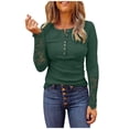 thumbnail image 3 of KaLI_store Long Sleeve Shirts for Women Women Button Down Shirts Cotton Linen Casual Collar Blouses Army Green,XXL, 3 of 5