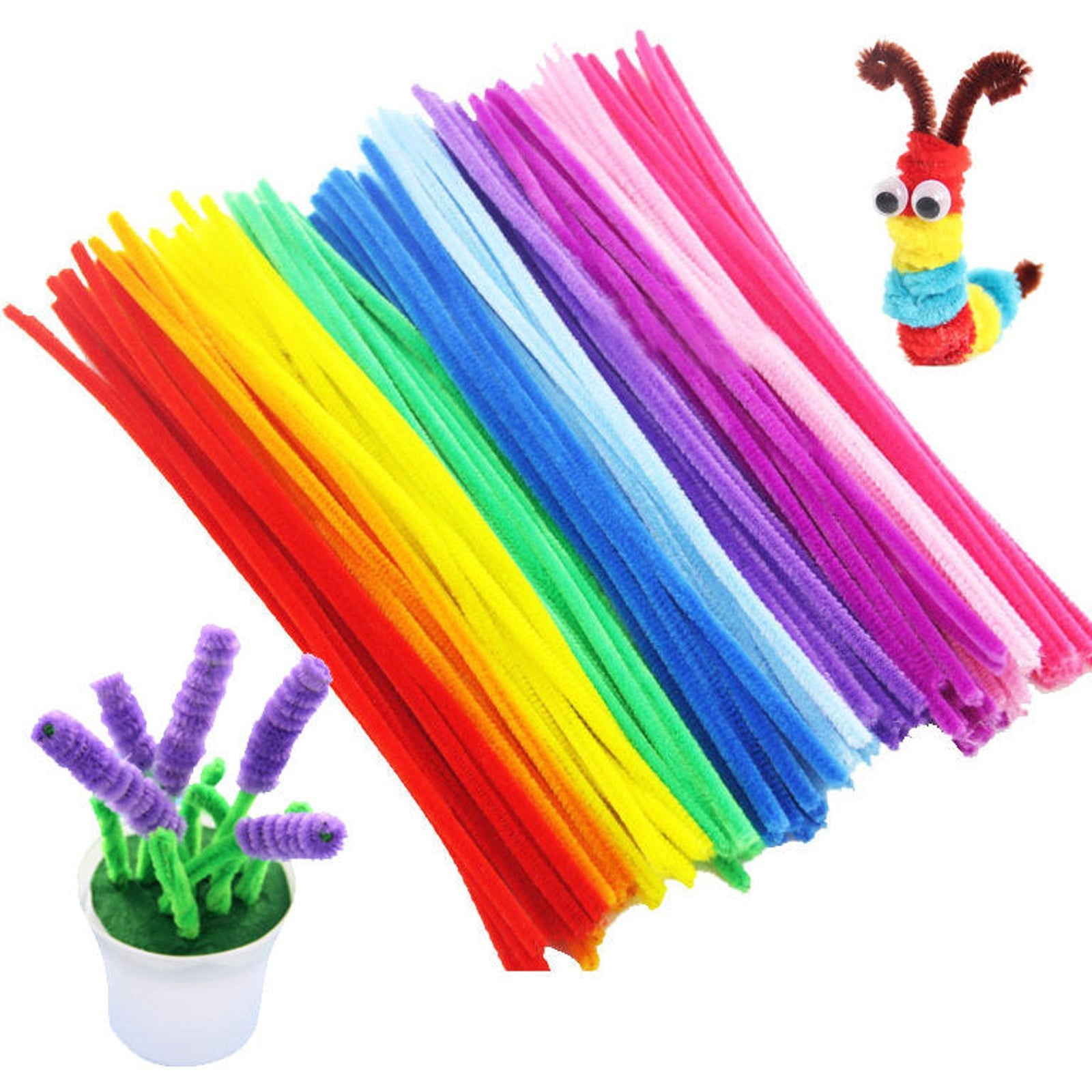 Pipe Cleaners Craft Set, 100/400 Pcs Chenille Stems with Floral DIY Accessories, Multicolor Flexible Craft Stems for Art Crafts & Decorations
