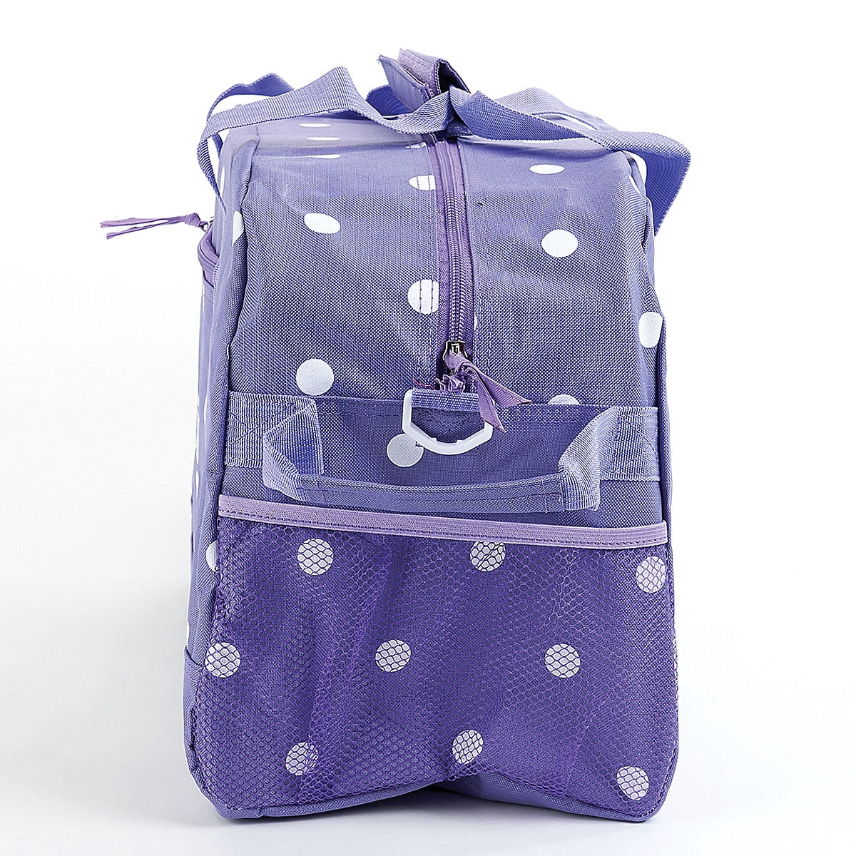 Current Small Duffel Bag for Kids - Purple and White Polka Dot Print, Sports, Luggage, Activities 9 x 10 ½ x 19 inches
