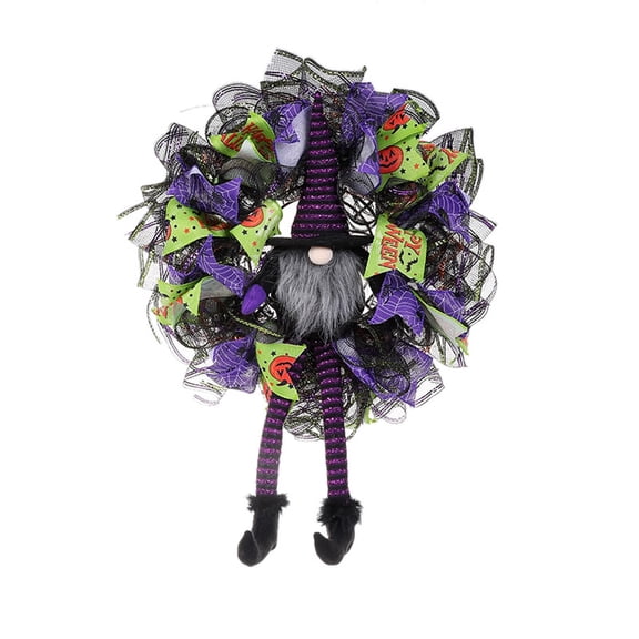 Bobomoti Halloween Witch Wreath Decoration Halloween Wreath for Front Door Halloween Door Wreath for Indoor Outdoor Home Party Decoration Clearance