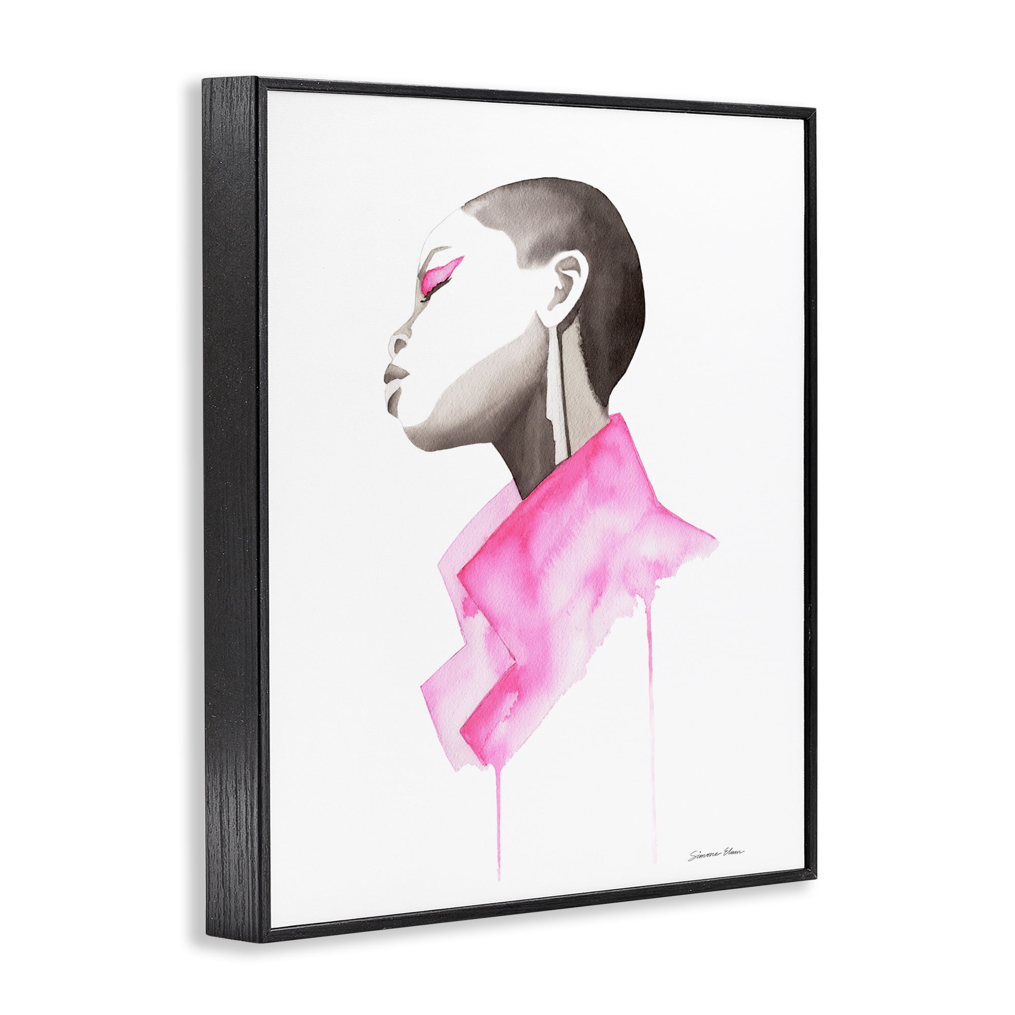Stupell Industries Pink Jacket Elegance Portrait Black Framed Giclee Art, design by Simone Elum