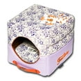 thumbnail image 2 of Touchdog Floral-Galore Convertible and Reversible Squared 2-in-1 Collapsible Dog House Bed, 2 of 4