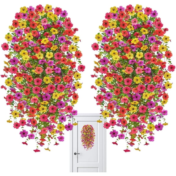 UV Resistant Artificial Hanging Flowers, Silk Decor, for Outdoor Patio, Porch, Garden, Window