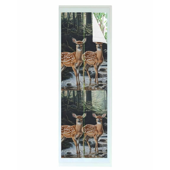 Window Privacy Film Farmhouse Forest Deer Stained Glass Window Film Decorative Sun Block Window Cover River Elk Trees Window Clings Static Adhesive Sticker for Bathroom 23.6"x78.7"
