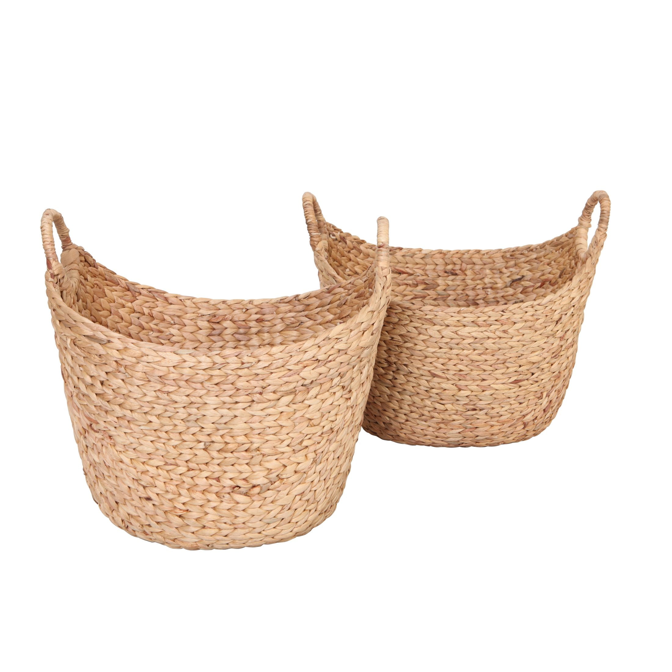 Better Homes & Gardens Extra Large Natural Water Hyacinth Boat Decorative Storage Basket, Set of 2