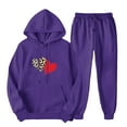 thumbnail image 2 of ZVAVZ Lady 2 Piece Outfits Sweatshirt 2025 Colorful Heart Print Sweatsuit Sets Hooded Drawstring Pullover Tops Fashion Long Pants Lounge Set Tracksuit, 2 of 6