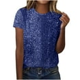 thumbnail image 2 of YFNNUP Sequin Tops for Women Short Sleeve Shimmer Glitter T Shirts Crew Neck Loose Fit Casual Basic Tee Sparkly Shiny Formal Work Blouse, 2 of 7