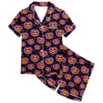 thumbnail image 3 of Halloween Pajamas Kids Size 5-6 Years Childrens Halloween Sleepwear Short Sleeve Top and Shorts Comfort Boys Pjs Black, 3 of 6