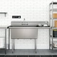 thumbnail image 4 of 57 in. 16-Gauge 2-Compartment Commercial Sink with 18 in. Right drainboard, Bowl Dimensions 18"x18"x14" in Stainless-Steel (KM-SB181814-18R316), 4 of 10