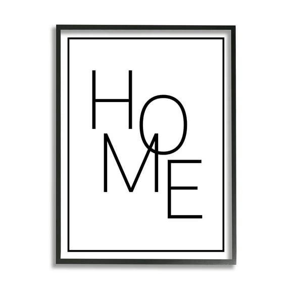 Stupell Industries Minimal Home Phrase Inspirational Painting Black Framed Art Print Wall Art, 24 x 30