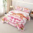 thumbnail image 3 of jejeloiu Cute Highland Cattle Bed Spread Queen For Kids,Pink Bow Floral Blossom Queen Coverlet Set For Girls,3-Piece, 3 of 7