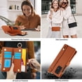 thumbnail image 4 of ELEHOLD For Samsung Galaxy Note 20 Ultra Phone Case Leather Crossbody Zipper Card Wallet Flip Case Kickstand Cover, with Ring Holder,Full Body Protection-Brown, 4 of 7