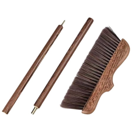 OUNONA Wooden Decking Broom for Home Use Light Brown Stiff Bristle with Long Handle for Easy Cleaning