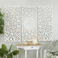 thumbnail image 2 of DecMode White Wooden Handmade Intricately Carved Floral Wall Decor with Mandala Design (3 Count), 2 of 9