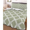 thumbnail image 3 of Quilts Twin Size Bedding Set, Sage Green Morocco Lightweight Quilted Comforter, Geometric Moroccan Abstract Art Soft Reversible Bedspread Coverlet with Pillow Covers for All Season, 68" x 86", 3 of 7