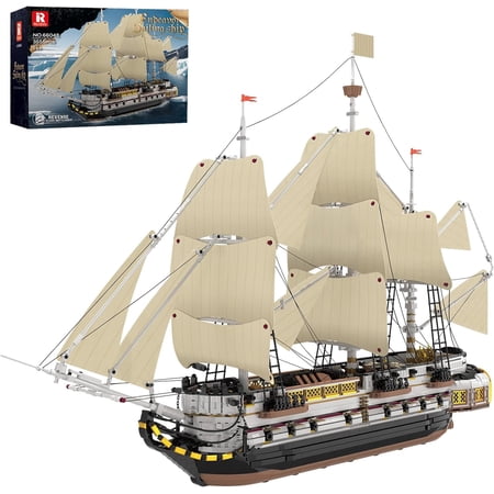 Large Sailing Ship Model Building Blocks Kit Sailing Boat Model Construction Set Pirate Ship & Historical Collectible Toy Home Decor Birthday Gifts for Adult Collectors Enthusiasts 3555PCS