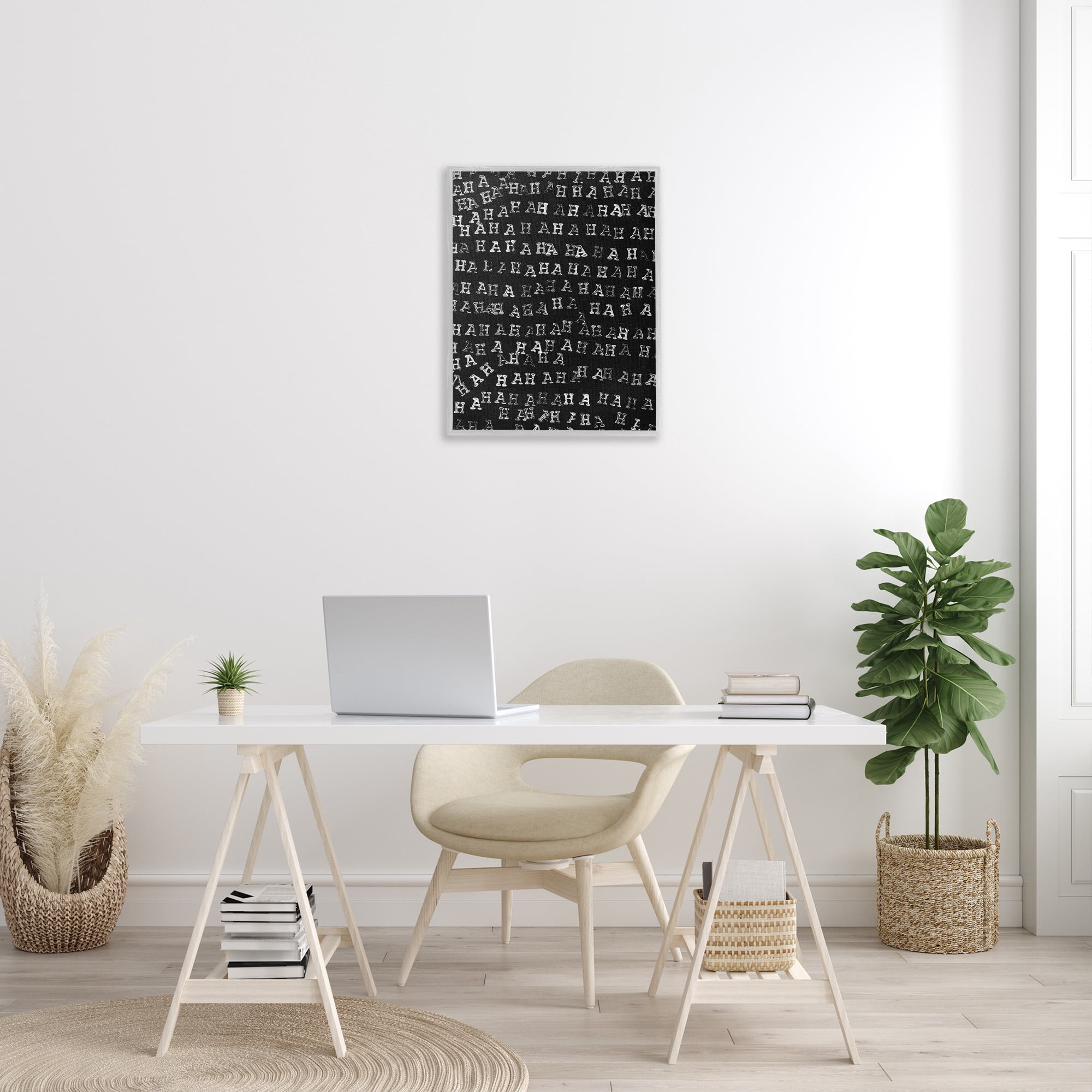 Stupell Industries Haha Typography Pattern Abstract Painting Gray Framed Art Print Wall Art, 24 x 30