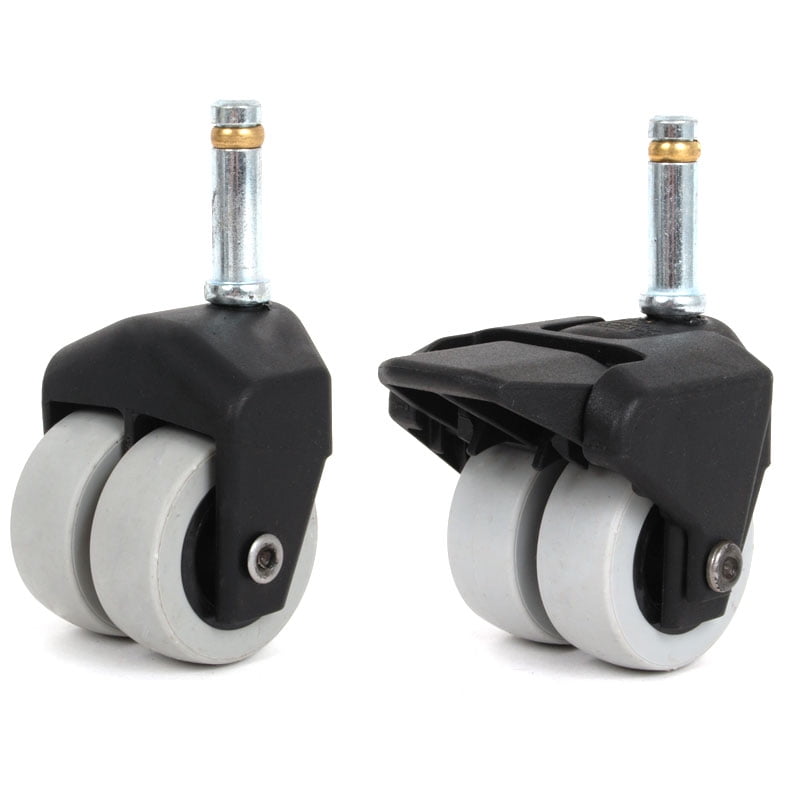 Dual Wheel Adjustable Bed Caster with 7/16" Stem, Set of 4 (2 with